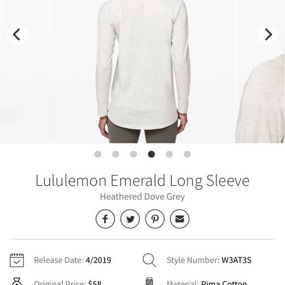 Lululemon Emerald Long Sleeve Heathered Dove Gray - Picture 4 of 5